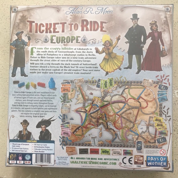 Alan R Moon ‘Ticket To Ride Europe’ Board Game - Picture 3 of 5